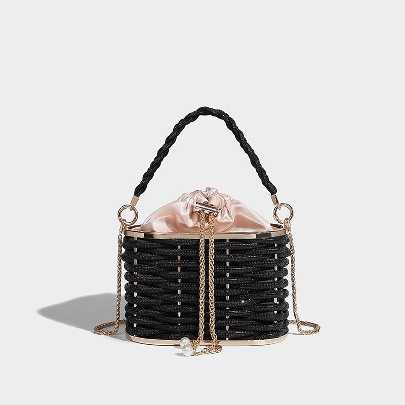 Sparkling Water Diamond Rope Vegetable Basket Bird Cage Banquet Water Bucket Hand Carrying Crossbody Bag