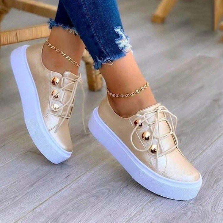 Large size casual single shoes for women in Europe and America, new round toe thick sole casual adhesive shoes