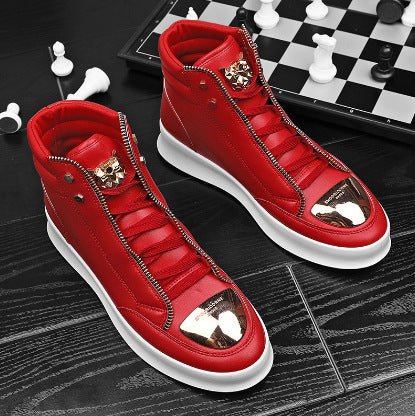 Martin boots men's high top board shoes metal casual leather boots men's Korean version trendy street dance shoes