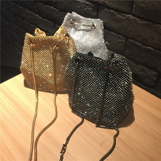 Female Diamond Handbag Vintage Crystal Design Evening Bag Wedding Party Bride Clutch Velour Bag