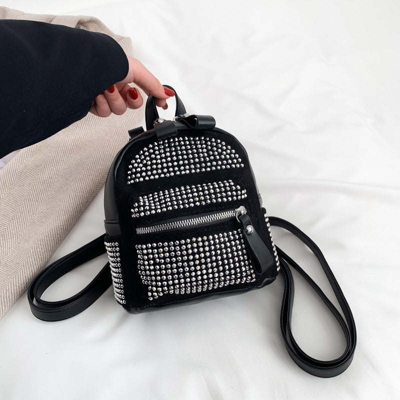 Mini Backpack New Fashion Diamond Women Small Backpack Korean Style Bright Diamond Single Shoulder Crossbody Women Bag