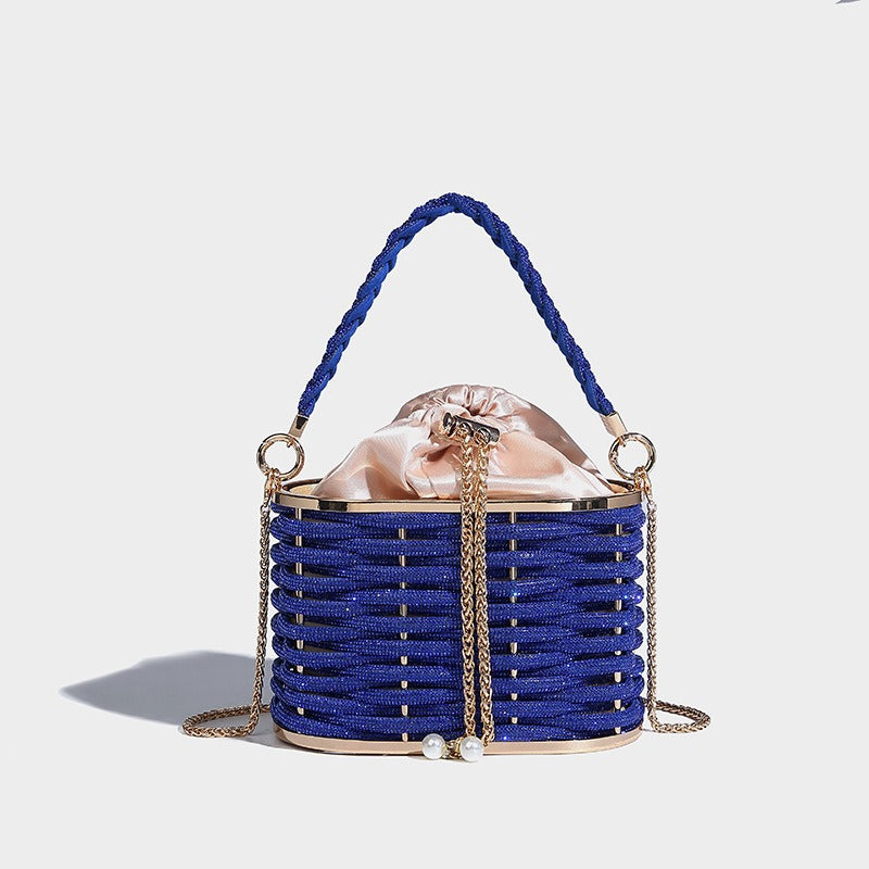 Sparkling Water Diamond Rope Vegetable Basket Bird Cage Banquet Water Bucket Hand Carrying Crossbody Bag