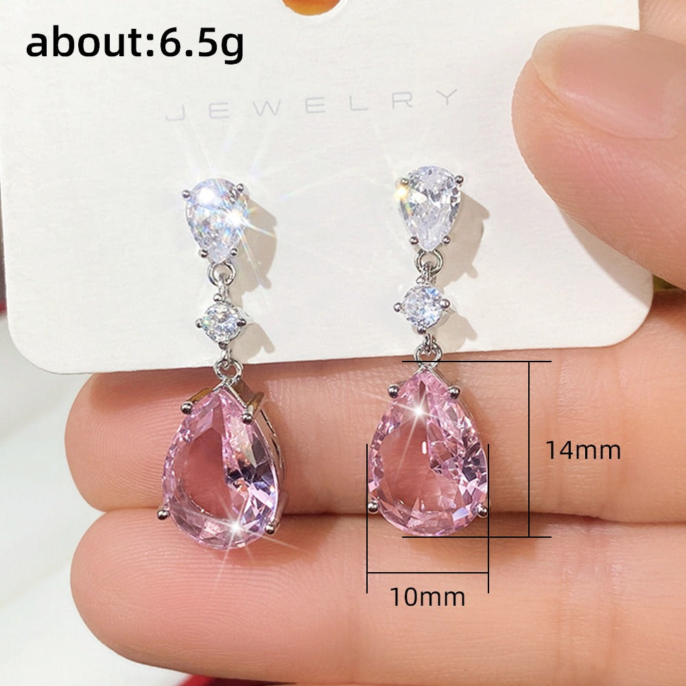 Pear shaped water drop earrings, light luxury, elegant earrings for women