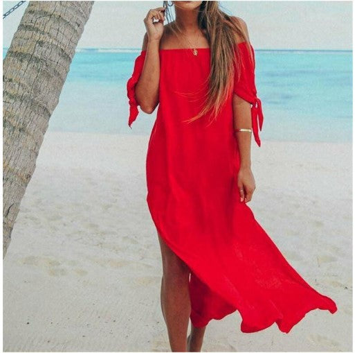 Summer Plus Size Women Dress Long Top Swimsuit Bikini Beach Skirt