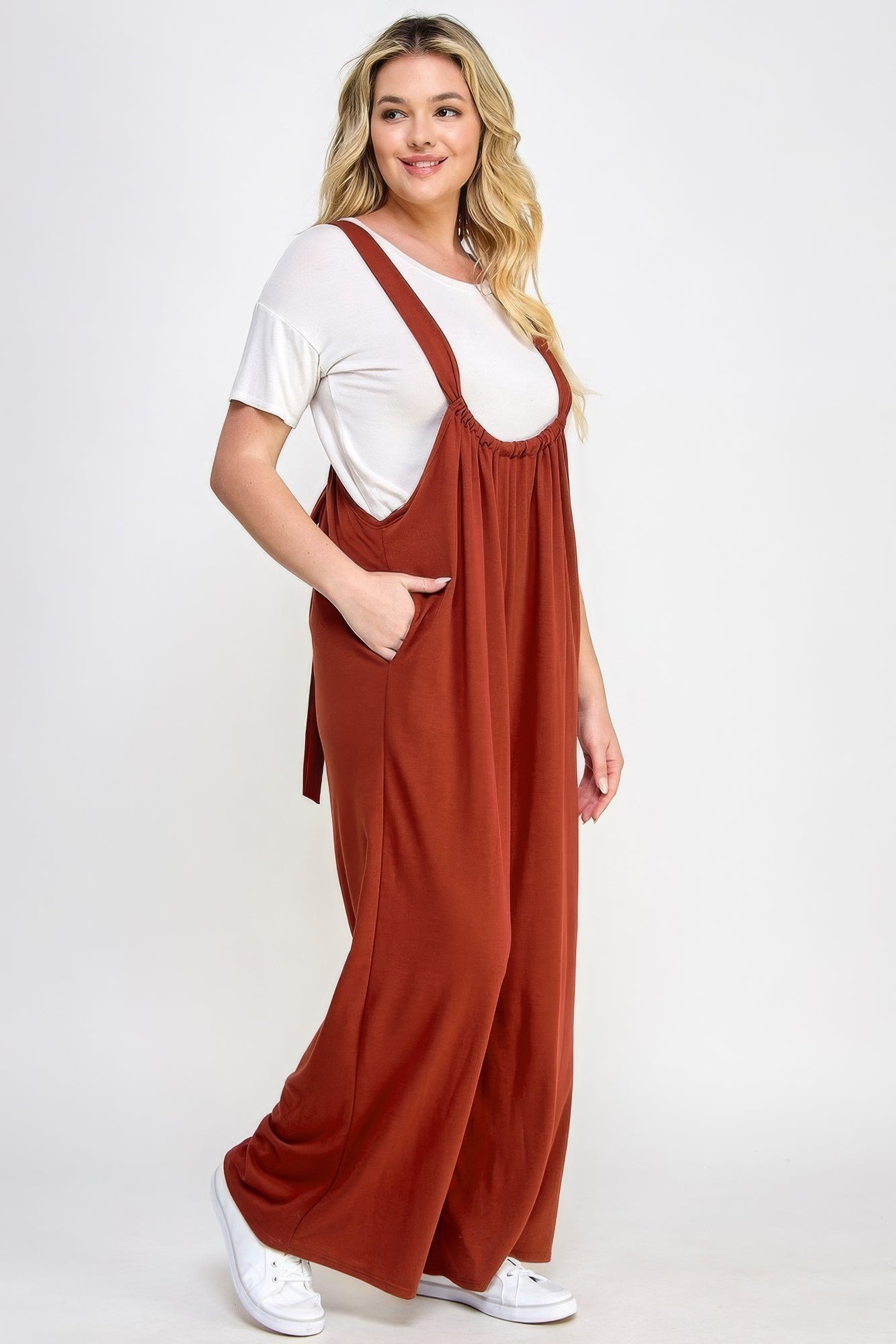 French Terry Wide Leg Jumpsuit Overalls