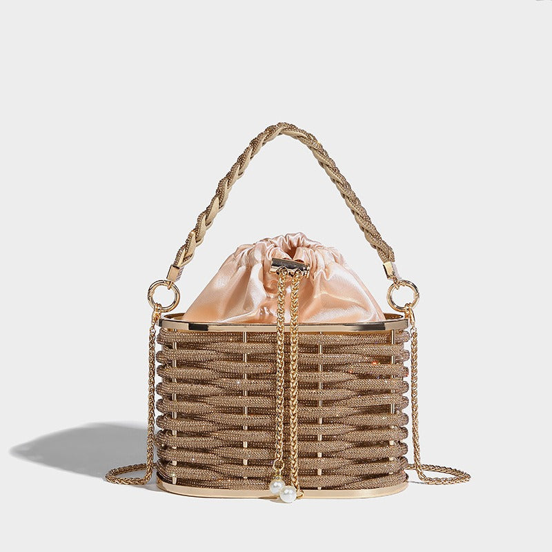 Sparkling Water Diamond Rope Vegetable Basket Bird Cage Banquet Water Bucket Hand Carrying Crossbody Bag