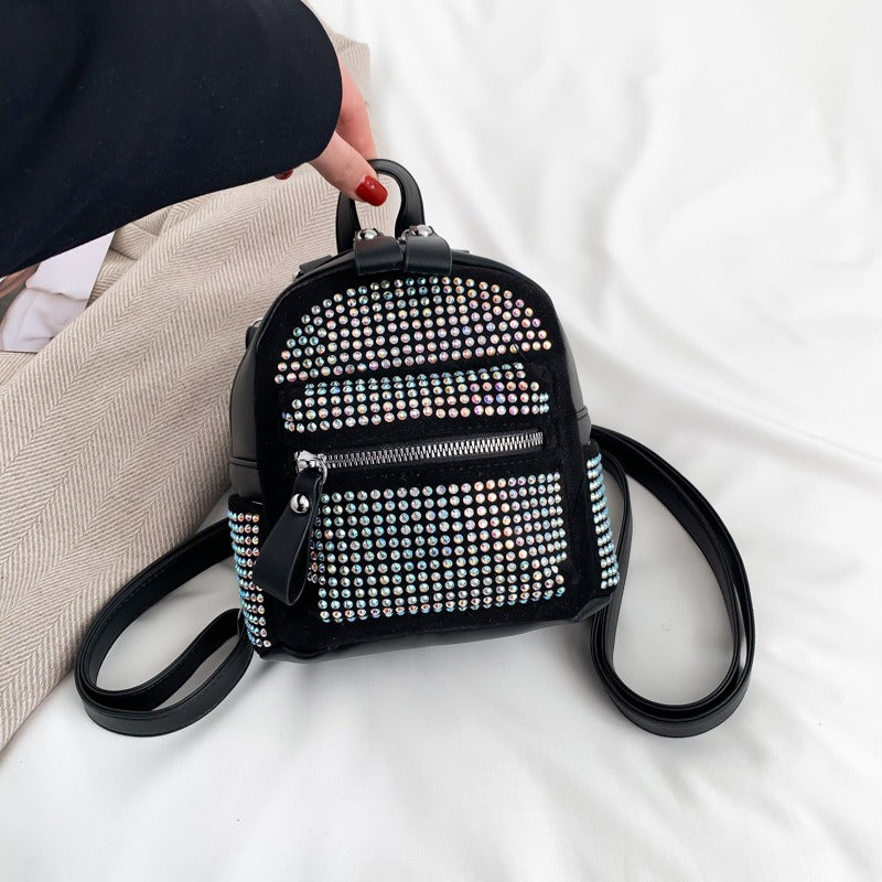 Mini Backpack New Fashion Diamond Women Small Backpack Korean Style Bright Diamond Single Shoulder Crossbody Women Bag