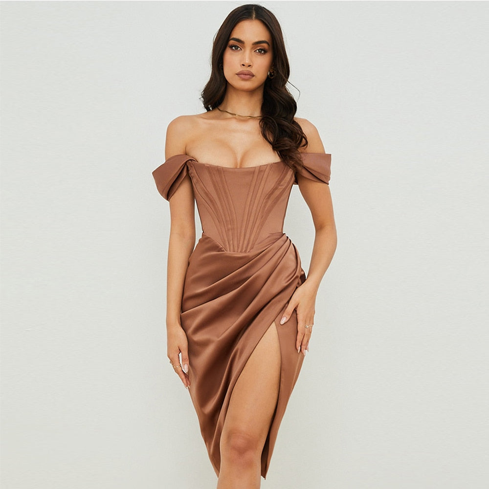 Satin Bodycon Dress Women Party Dress  Arrivals Midi House of Cb Bodycon Dress