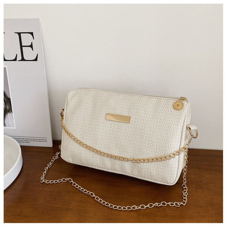 Summer Bag Women's New Ins Casual Large Capacity Pillow Bag Simple Solid Color Chain Shoulder Messenger Bag