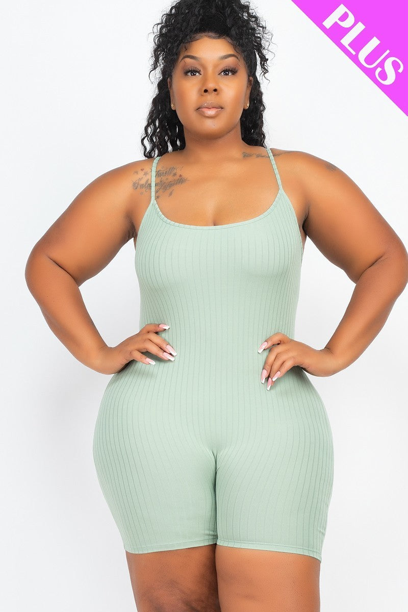 Plus Size Ribbed Bodycon Romper